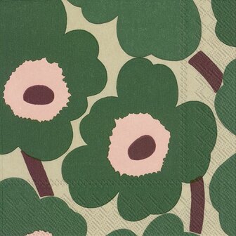 Unikko Green Rose cocktail napkin