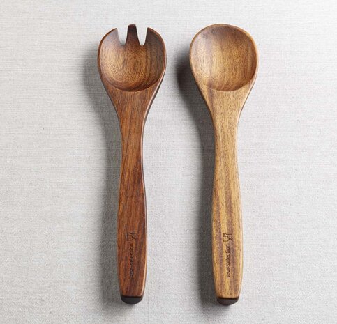 Salad serving set wood 30 cm